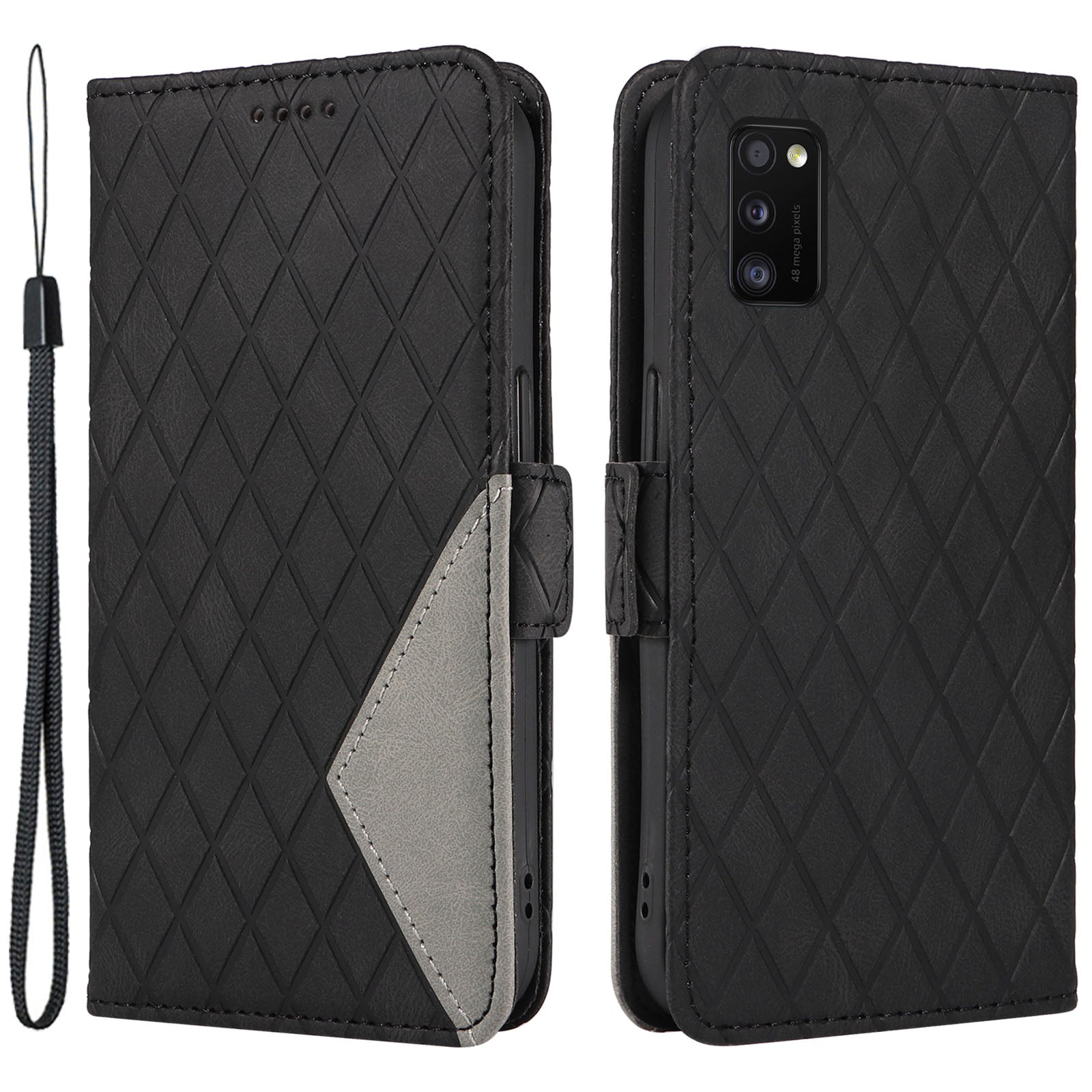 Color Splicing Case for Samsung Galaxy A41 (Global Version) Rhombus Imprinted Leather Wallet Stand Phone Cover Color Splicing Case for Samsung Galaxy A41 (Global Version) Rhombus Imprinted Leather Wallet Stand Phone Cover
